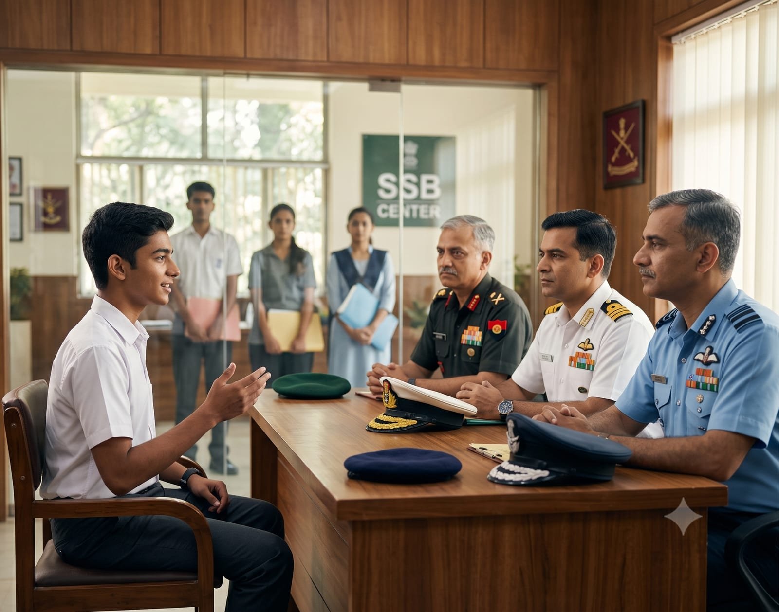 A candidate before the services selection board