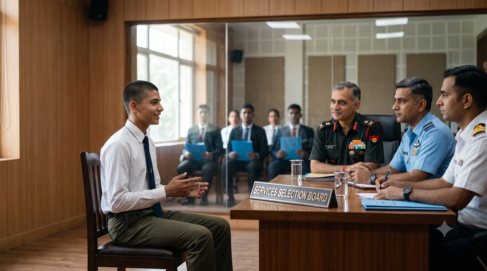 An SSB interview board assessing a candidate